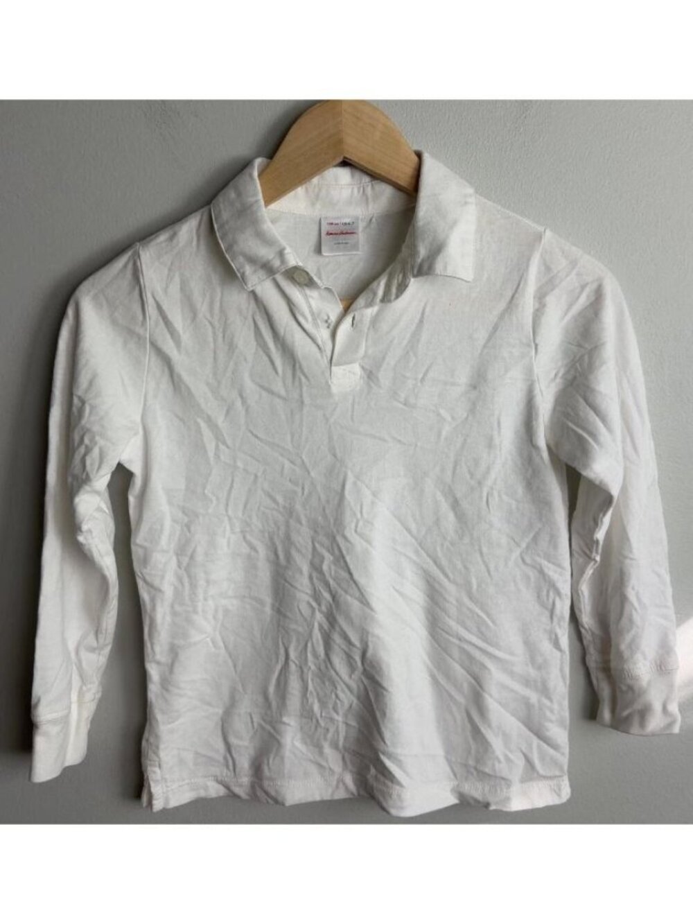 Hanna Andersson Long Sleeve Polo Shirt White Size 120cm US 6-7 Boys Girls